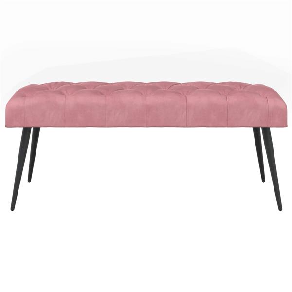 Grote foto vidaxl bank met knoopverstelling roze 110 x 40 x 46 cm fluweel huis en inrichting overige huis en inrichting