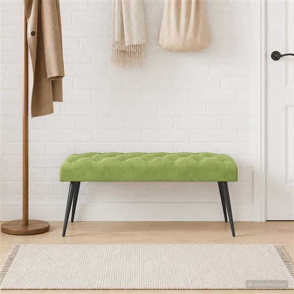 Grote foto vidaxl bank met knoopverstelling lichtgroen 110 x 40 x 46 cm fluweel huis en inrichting overige huis en inrichting