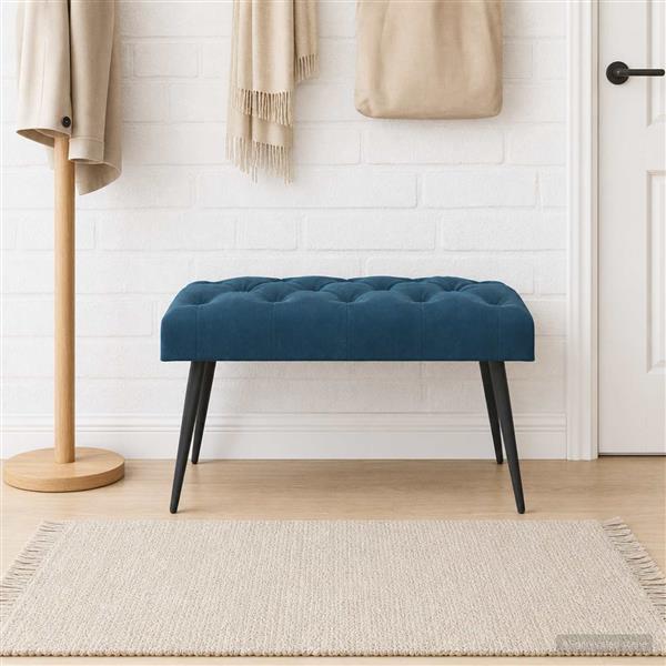 Grote foto vidaxl bank met knoopverstelling blauw 80 x 40 x 46 cm fluweel huis en inrichting overige huis en inrichting