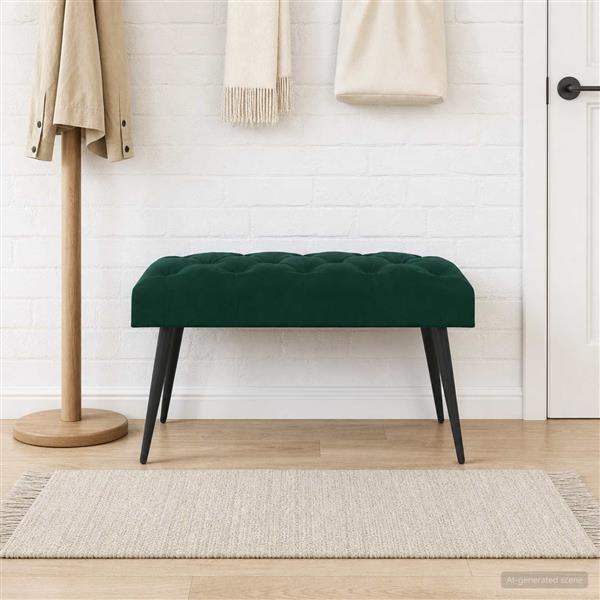 Grote foto vidaxl bank met knoopverstelling donkergroen 80 x 40 x 46 cm fluweel huis en inrichting overige huis en inrichting