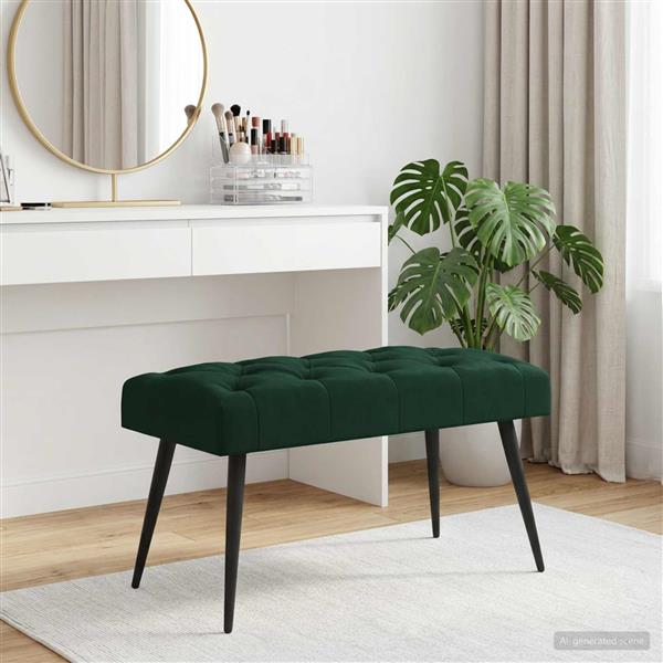 Grote foto vidaxl bank met knoopverstelling donkergroen 80 x 40 x 46 cm fluweel huis en inrichting overige huis en inrichting