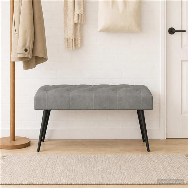 Grote foto vidaxl bank met knoopverstelling lichtgrijs 80 x 40 x 46 cm fluweel huis en inrichting overige huis en inrichting