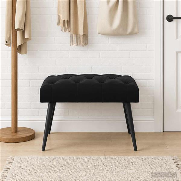 Grote foto vidaxl bank met knoopverstelling zwart 60 x 40 x 45 cm fluweel huis en inrichting overige huis en inrichting