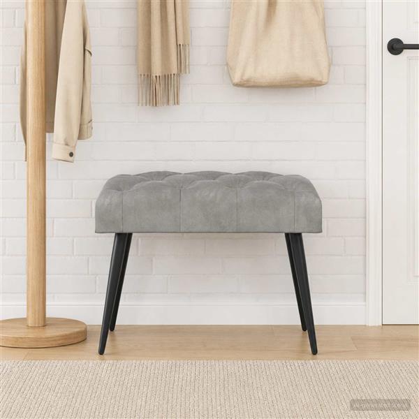 Grote foto vidaxl bank met knoopverstelling lichtgrijs 60 x 40 x 45 cm fluweel huis en inrichting overige huis en inrichting