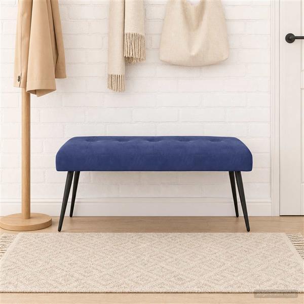 Grote foto vidaxl bank met knoopverstelling politieblauw 110 x 40 x 46 cm fluweel huis en inrichting overige huis en inrichting