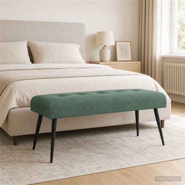 Grote foto vidaxl bank met knoopverstelling zeegroen 110 x 40 x 46 cm fluweel huis en inrichting overige huis en inrichting
