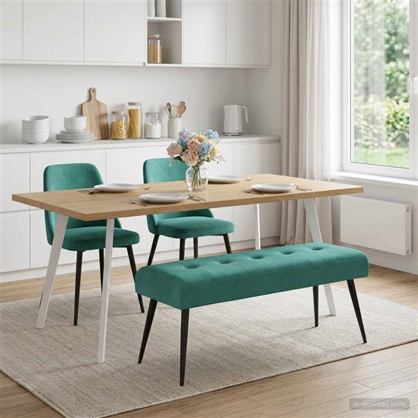 Grote foto vidaxl bank met knoopverstelling turquoise 110 x 40 x 46 cm fluweel huis en inrichting overige huis en inrichting