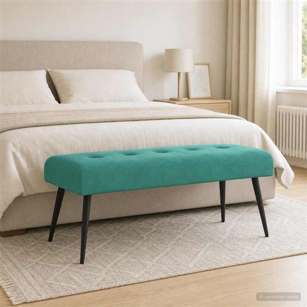 Grote foto vidaxl bank met knoopverstelling turquoise 110 x 40 x 46 cm fluweel huis en inrichting overige huis en inrichting