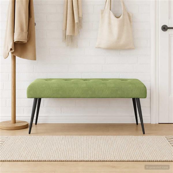 Grote foto vidaxl bank met knoopverstelling lichtgroen 110 x 40 x 46 cm fluweel huis en inrichting overige huis en inrichting