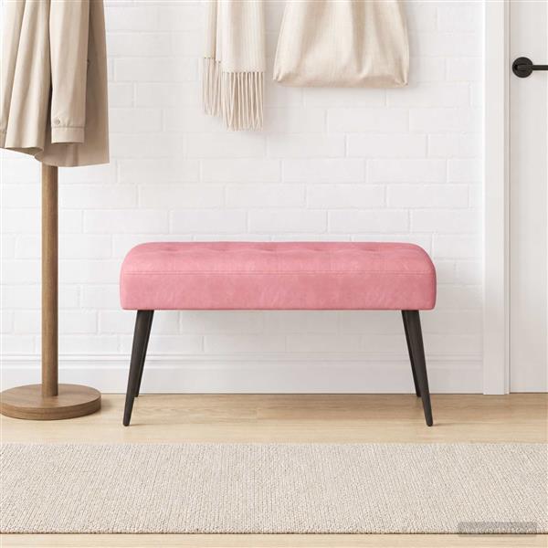 Grote foto vidaxl bank met knoopverstelling roze 80 x 40 x 46 cm fluweel huis en inrichting overige huis en inrichting