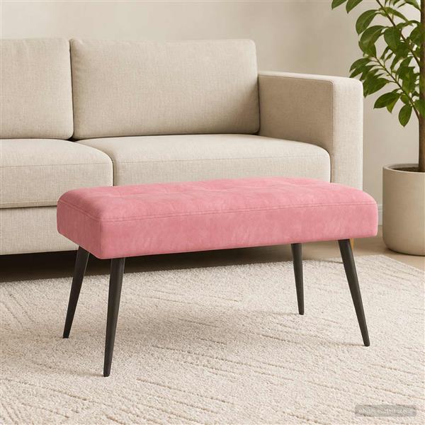 Grote foto vidaxl bank met knoopverstelling roze 80 x 40 x 46 cm fluweel huis en inrichting overige huis en inrichting