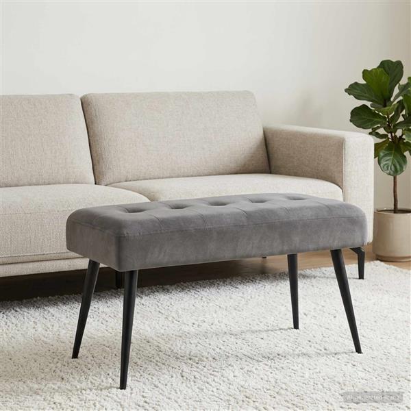 Grote foto vidaxl bank met knoopverstelling donkergrijs 80 x 40 x 46 cm fluweel huis en inrichting overige huis en inrichting