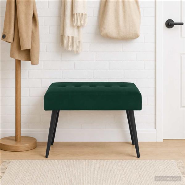 Grote foto vidaxl bank met knoopverstelling donkergroen 60 x 40 x 45 cm fluweel huis en inrichting overige huis en inrichting
