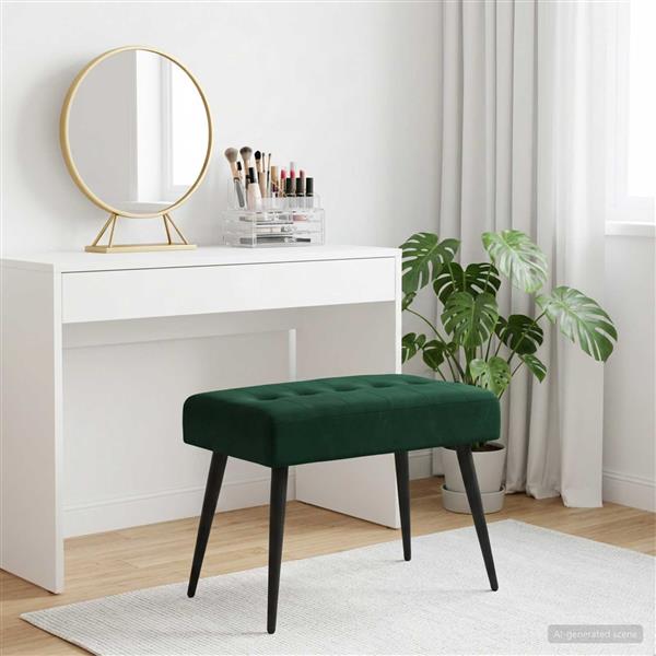 Grote foto vidaxl bank met knoopverstelling donkergroen 60 x 40 x 45 cm fluweel huis en inrichting overige huis en inrichting