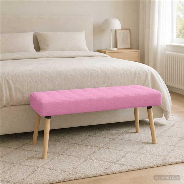 Grote foto vidaxl kanaal geplooide bank roze 110 x 40 x 46 cm stof huis en inrichting overige huis en inrichting