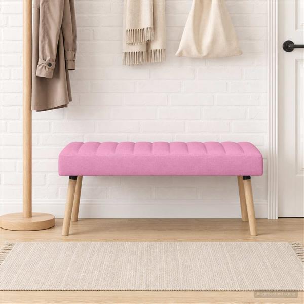 Grote foto vidaxl kanaal geplooide bank roze 110 x 40 x 46 cm stof huis en inrichting overige huis en inrichting