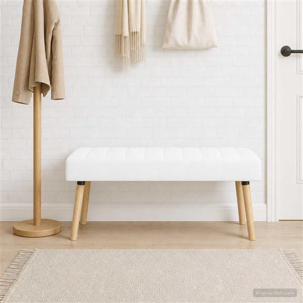 Grote foto vidaxl kanaal geplooide bank wit 110 x 40 x 46 cm stof huis en inrichting overige huis en inrichting