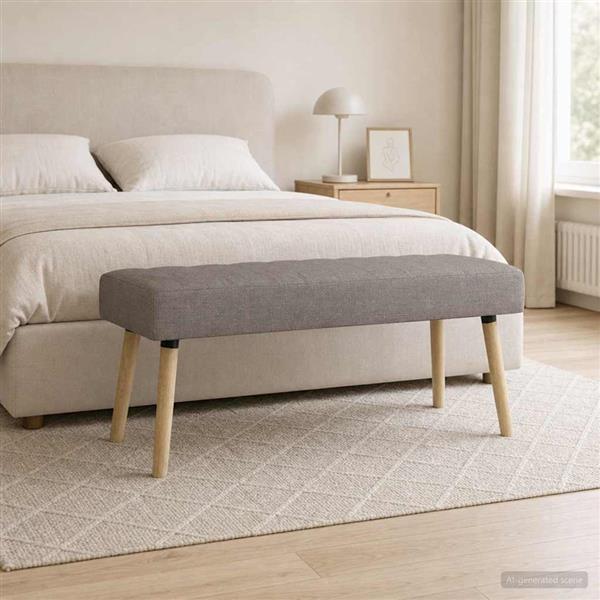 Grote foto vidaxl kanaal geplooide bank taupe 110 x 40 x 46 cm stof huis en inrichting overige huis en inrichting