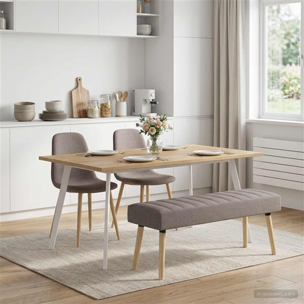 Grote foto vidaxl kanaal geplooide bank taupe 110 x 40 x 46 cm stof huis en inrichting overige huis en inrichting