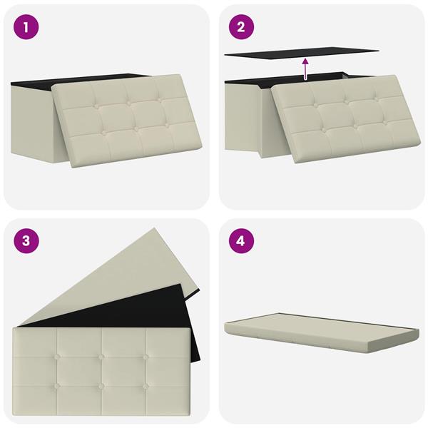 Grote foto vidaxl vouwbare opbergbank wit 180 kg 80 l 77 x 38 x 38 cm linnen huis en inrichting overige huis en inrichting