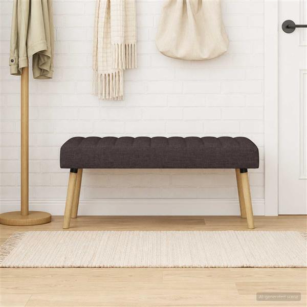 Grote foto vidaxl kanaal geplooide bank donkerbruin 110 x 40 x 46 cm stof huis en inrichting overige huis en inrichting