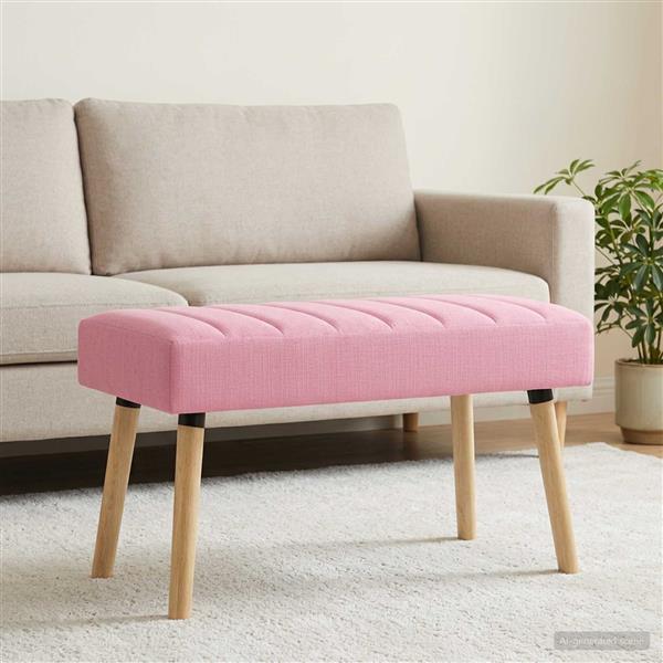 Grote foto vidaxl kanaal geplooide bank roze 80 x 40 x 46 cm stof huis en inrichting overige huis en inrichting