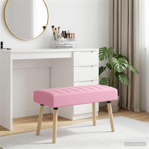 Grote foto vidaxl kanaal geplooide bank roze 80 x 40 x 46 cm stof huis en inrichting overige huis en inrichting