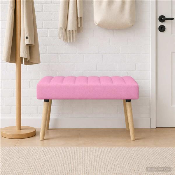 Grote foto vidaxl kanaal geplooide bank roze 80 x 40 x 46 cm stof huis en inrichting overige huis en inrichting