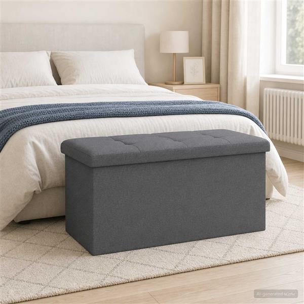 Grote foto vidaxl vouwbare opbergbank lichtgrijs 180 kg 80 l 77 x 38 x 38 cm huis en inrichting overige huis en inrichting
