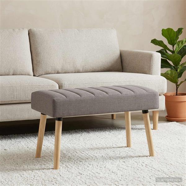 Grote foto vidaxl kanaal geplooide bank taupe 80 x 40 x 46 cm stof huis en inrichting overige huis en inrichting