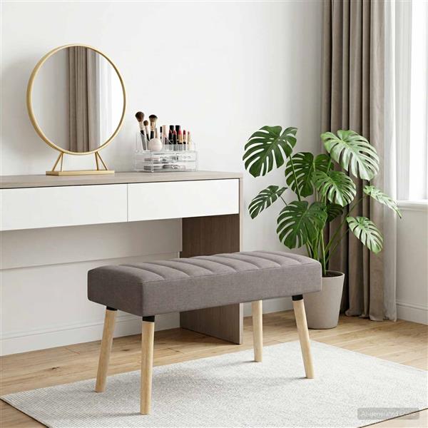 Grote foto vidaxl kanaal geplooide bank taupe 80 x 40 x 46 cm stof huis en inrichting overige huis en inrichting