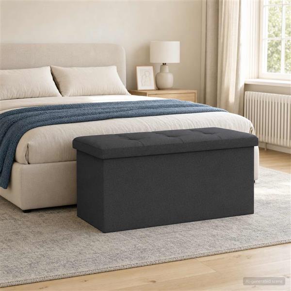 Grote foto vidaxl vouwbare opbergbank donkergrijs 180 kg 80 l 77 x 38 x 38 cm huis en inrichting overige huis en inrichting