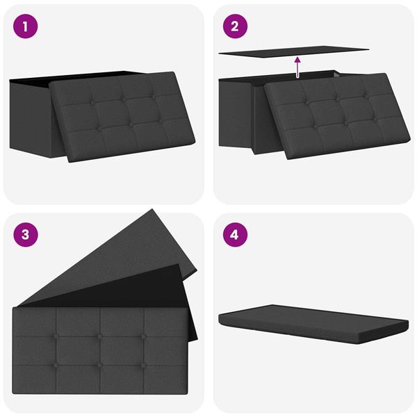 Grote foto vidaxl vouwbare opbergbank donkergrijs 180 kg 80 l 77 x 38 x 38 cm huis en inrichting overige huis en inrichting