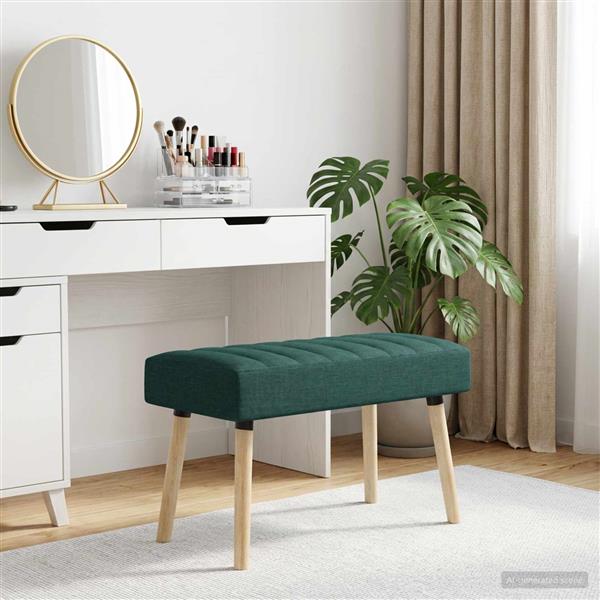 Grote foto vidaxl kanaal geplooide bank donkergroen 80 x 40 x 46 cm stof huis en inrichting overige huis en inrichting