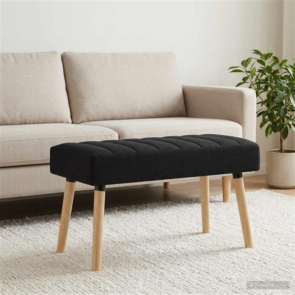Grote foto vidaxl kanaal geplooide bank zwart 80 x 40 x 46 cm stof huis en inrichting overige huis en inrichting