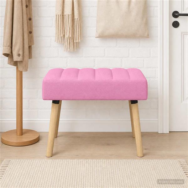 Grote foto vidaxl kanaal geplooide bank roze 60 x 40 x 45 cm stof huis en inrichting overige huis en inrichting
