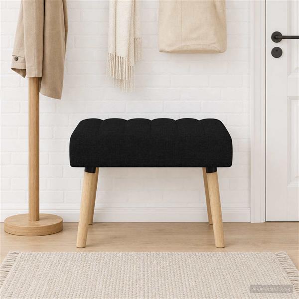 Grote foto vidaxl kanaal geplooide bank zwart 60 x 40 x 45 cm stof huis en inrichting overige huis en inrichting