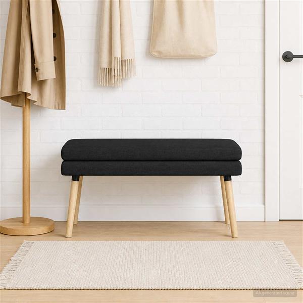 Grote foto vidaxl dubbel laagige bank zwart 110 x 40 x 47 cm stof huis en inrichting overige huis en inrichting