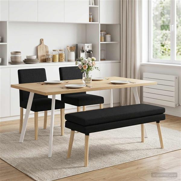 Grote foto vidaxl dubbel laagige bank zwart 110 x 40 x 47 cm stof huis en inrichting overige huis en inrichting