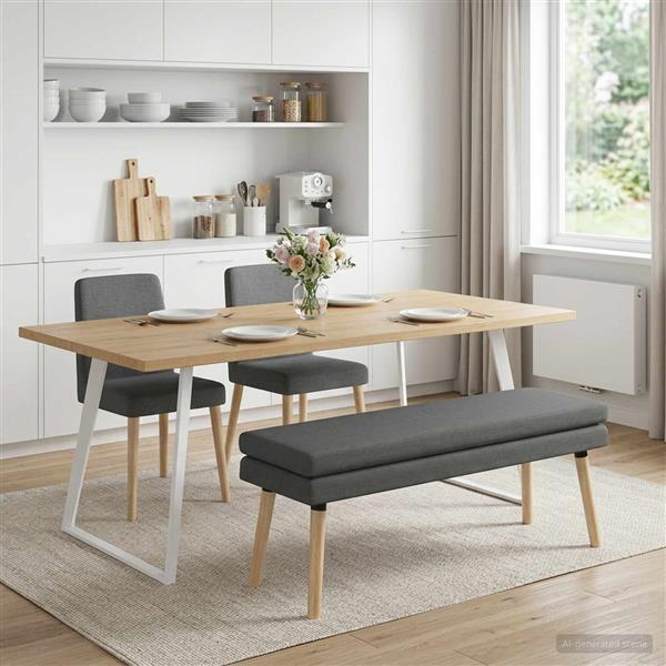 Grote foto vidaxl dubbel laagige bank donkergrijs 110 x 40 x 47 cm stof huis en inrichting overige huis en inrichting