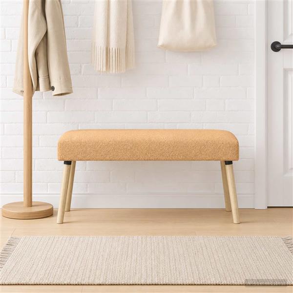 Grote foto vidaxl bank effen beige 110 x 40 x 46 cm boucl huis en inrichting overige huis en inrichting