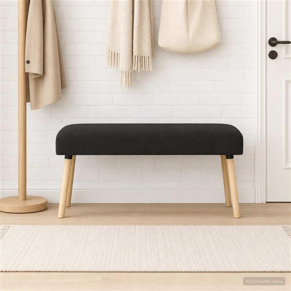 Grote foto vidaxl bank effen zwart 110 x 40 x 46 cm boucl huis en inrichting overige huis en inrichting