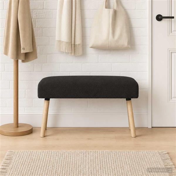 Grote foto vidaxl bank effen zwart 80 x 40 x 46 cm boucl huis en inrichting overige huis en inrichting