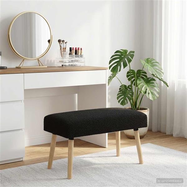 Grote foto vidaxl bank effen zwart 80 x 40 x 46 cm boucl huis en inrichting overige huis en inrichting