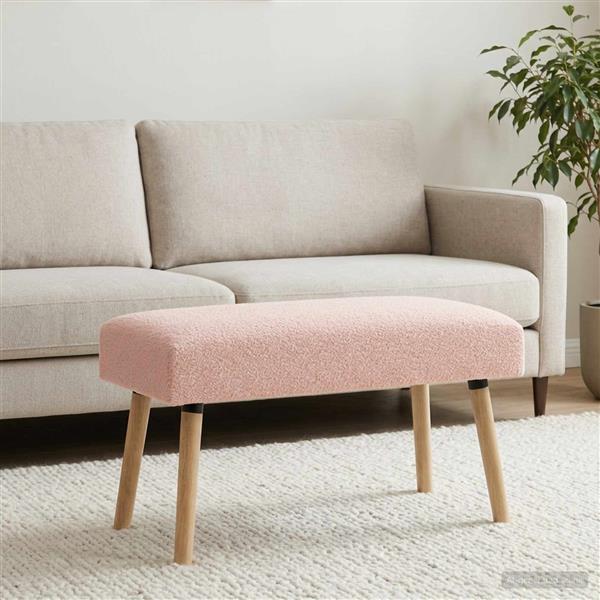 Grote foto vidaxl bank effen roze 80 x 40 x 46 cm boucl huis en inrichting overige huis en inrichting