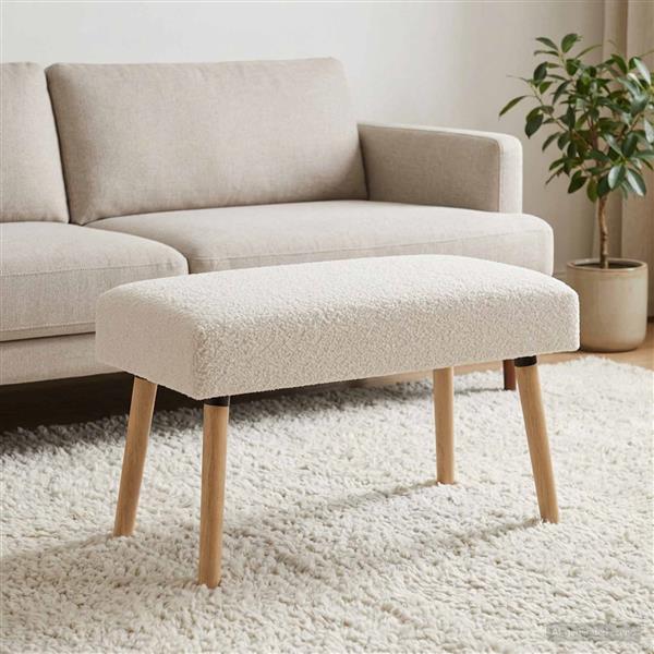 Grote foto vidaxl bank effen cr mekleurig 80 x 40 x 46 cm boucl huis en inrichting overige huis en inrichting