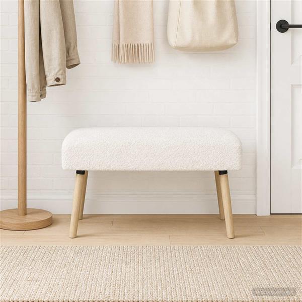 Grote foto vidaxl bank effen cr mekleurig 80 x 40 x 46 cm boucl huis en inrichting overige huis en inrichting