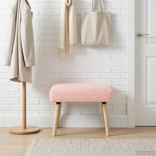 Grote foto vidaxl bank effen roze 60 x 40 x 45 cm boucl huis en inrichting overige huis en inrichting