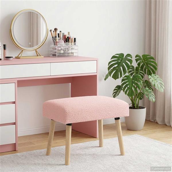 Grote foto vidaxl bank effen roze 60 x 40 x 45 cm boucl huis en inrichting overige huis en inrichting