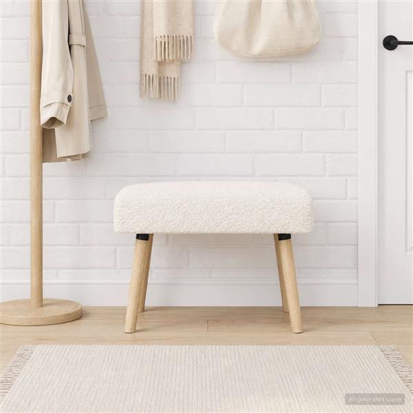 Grote foto vidaxl bank effen cr mekleurig 60 x 40 x 45 cm boucl huis en inrichting overige huis en inrichting